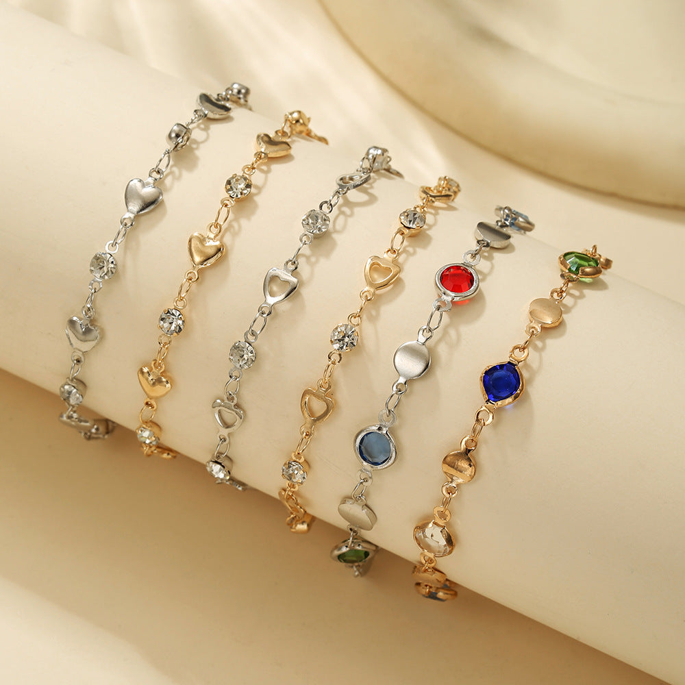 Sweet Hexagon Braid Rope Bracelet In Gold With Crystal Inlay, Unisex Design