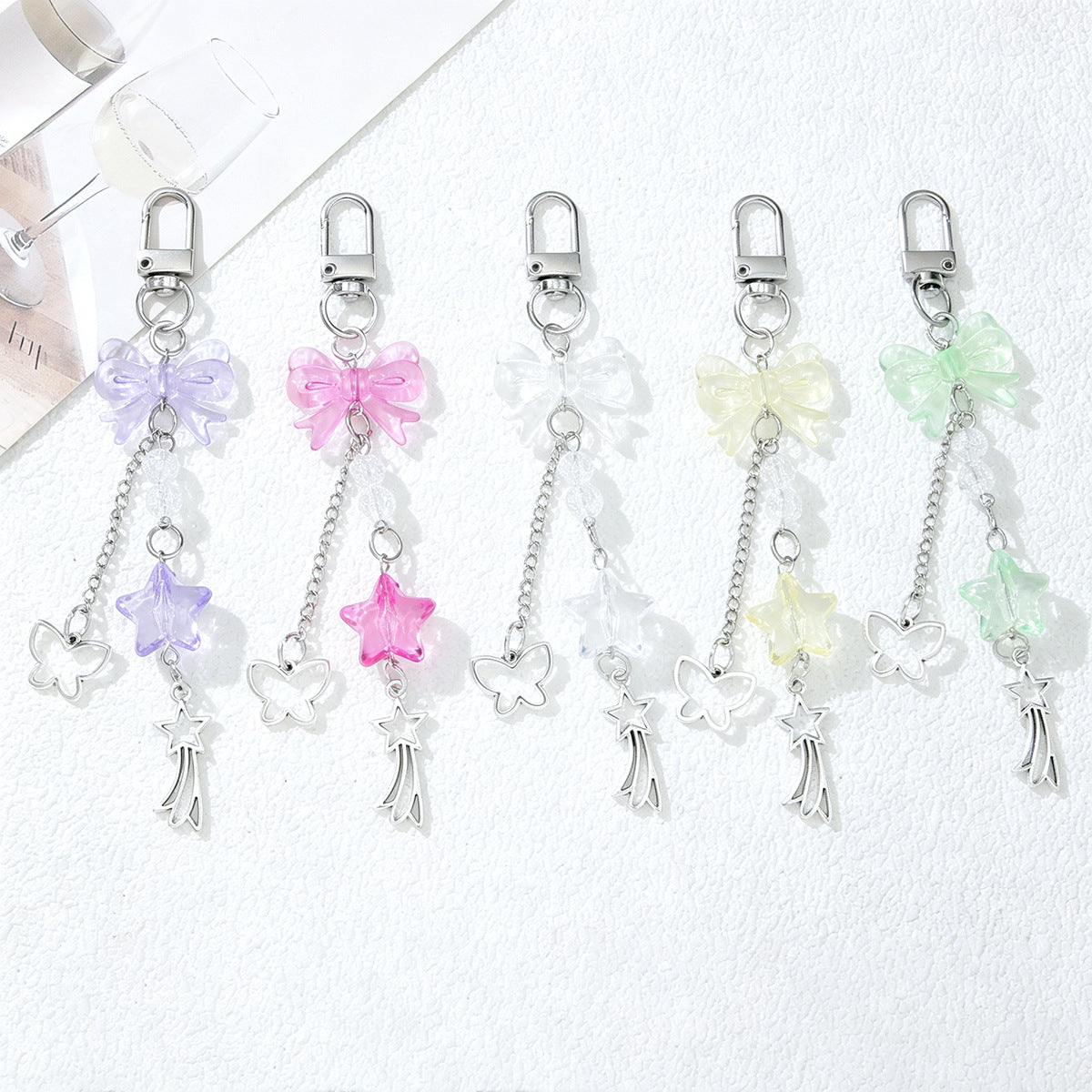 Christmas Purple Bow Tie Key Chain Made Of Acrylic, Festive Accessory For Holiday Season