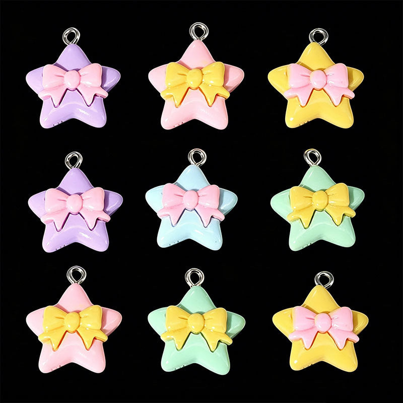 Sweet Multicolor Star Resin Pendant With Epoxy Craft For Jewelry Accessories