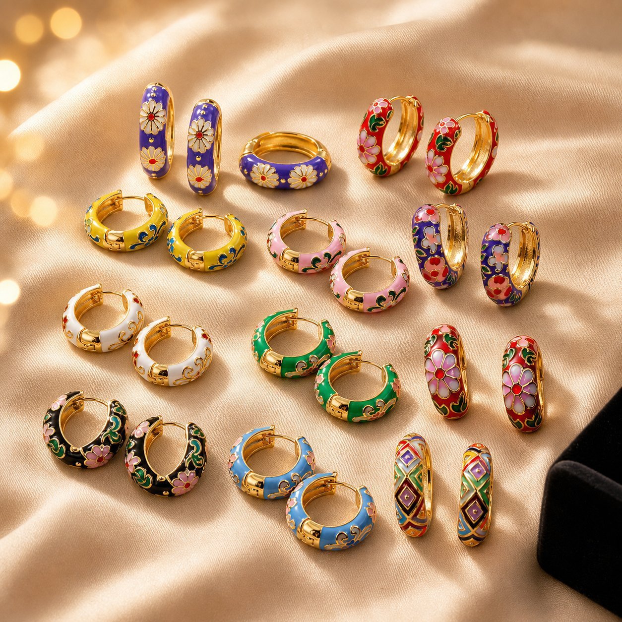Flowers Earrings For Women In Ethnic Style Featuring Enamel Craft And Colour Alloy Material