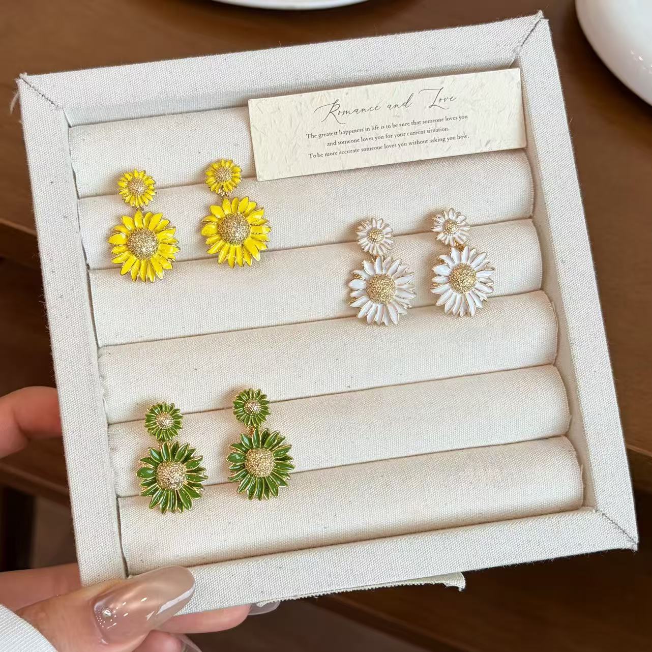 Daisy Enamel Earrings For Women In Yellow Alloy Featuring New Style Design