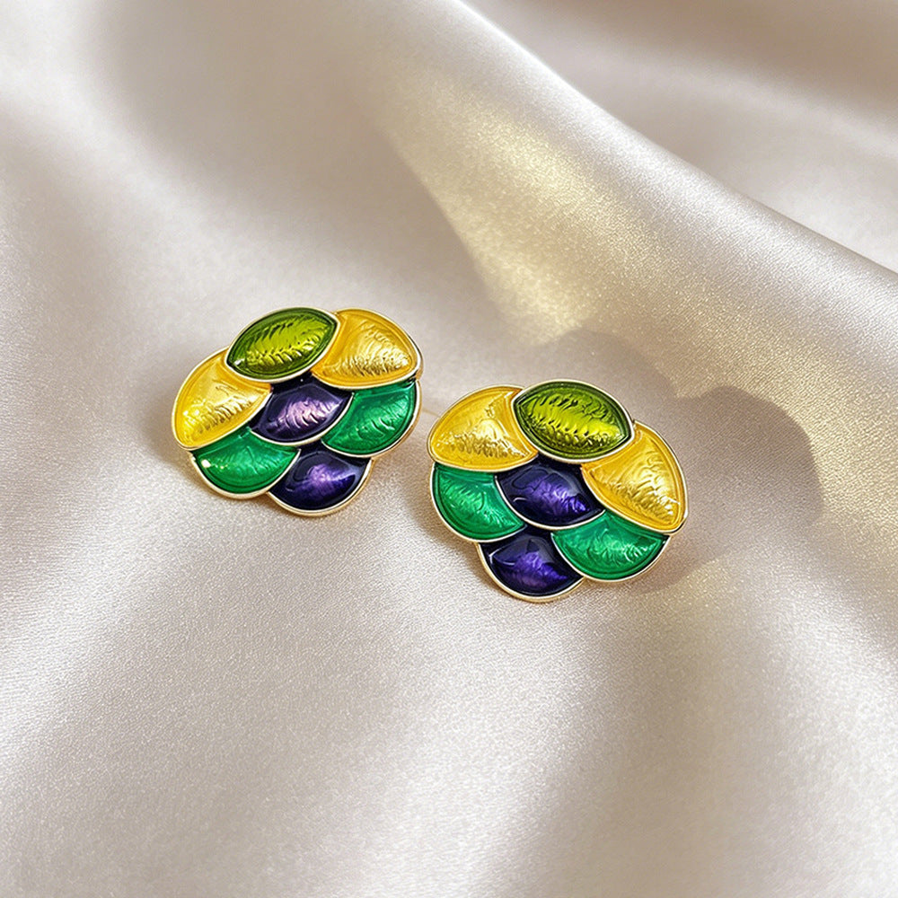 Fruit For Women Enamel Stud Earrings In Colour With 925 Sterling Silver Alloy Posts