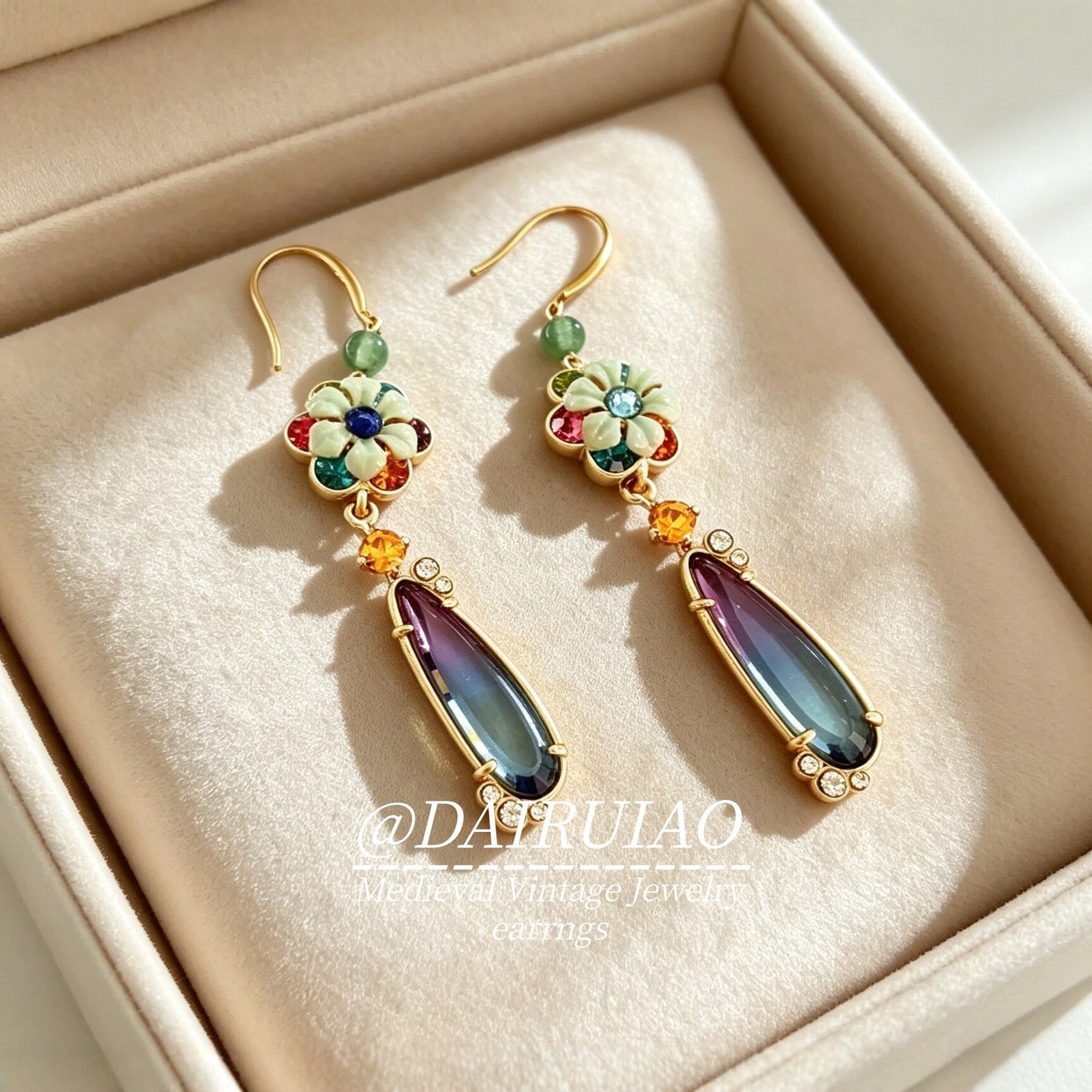 Flowers Earrings For Women Featuring Enamel Craft And Zircon Inlay, Alloy Material With 925 Sterling Silver Ear Pins In Colour