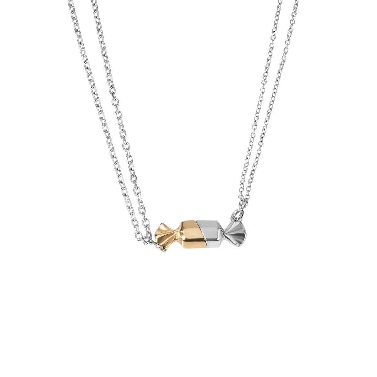 Gold Cartoon Style Candy Necklace For Unisex Featuring Silver Plated Copper With Cable Chain