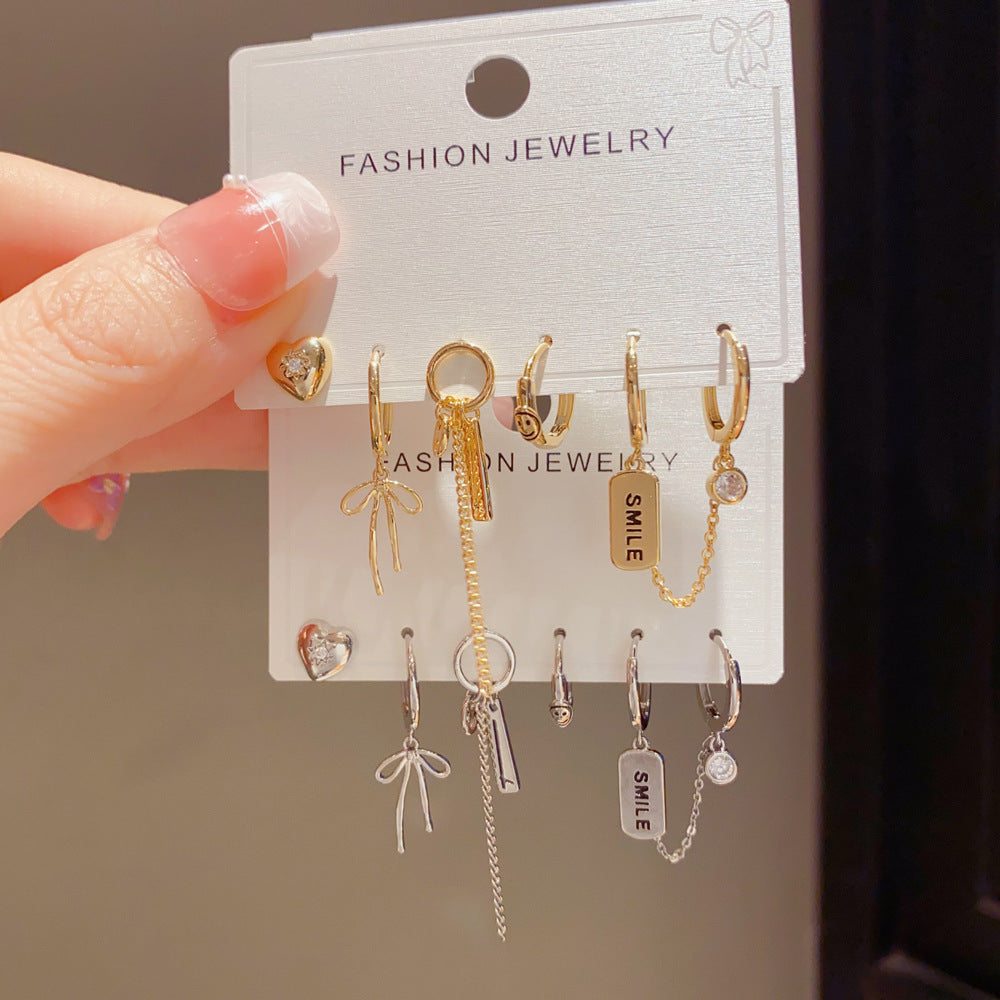 Bow Tie Tassel Drop Earrings For Women With Copper Ear Pins And Real Gold Plated Finish