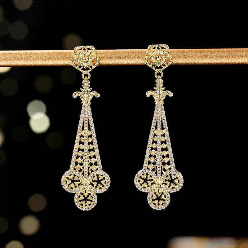 Luxurious Tassel Earrings For Women With 925 Sterling Silver Posts, Copper Craft, And Zircon Inlay