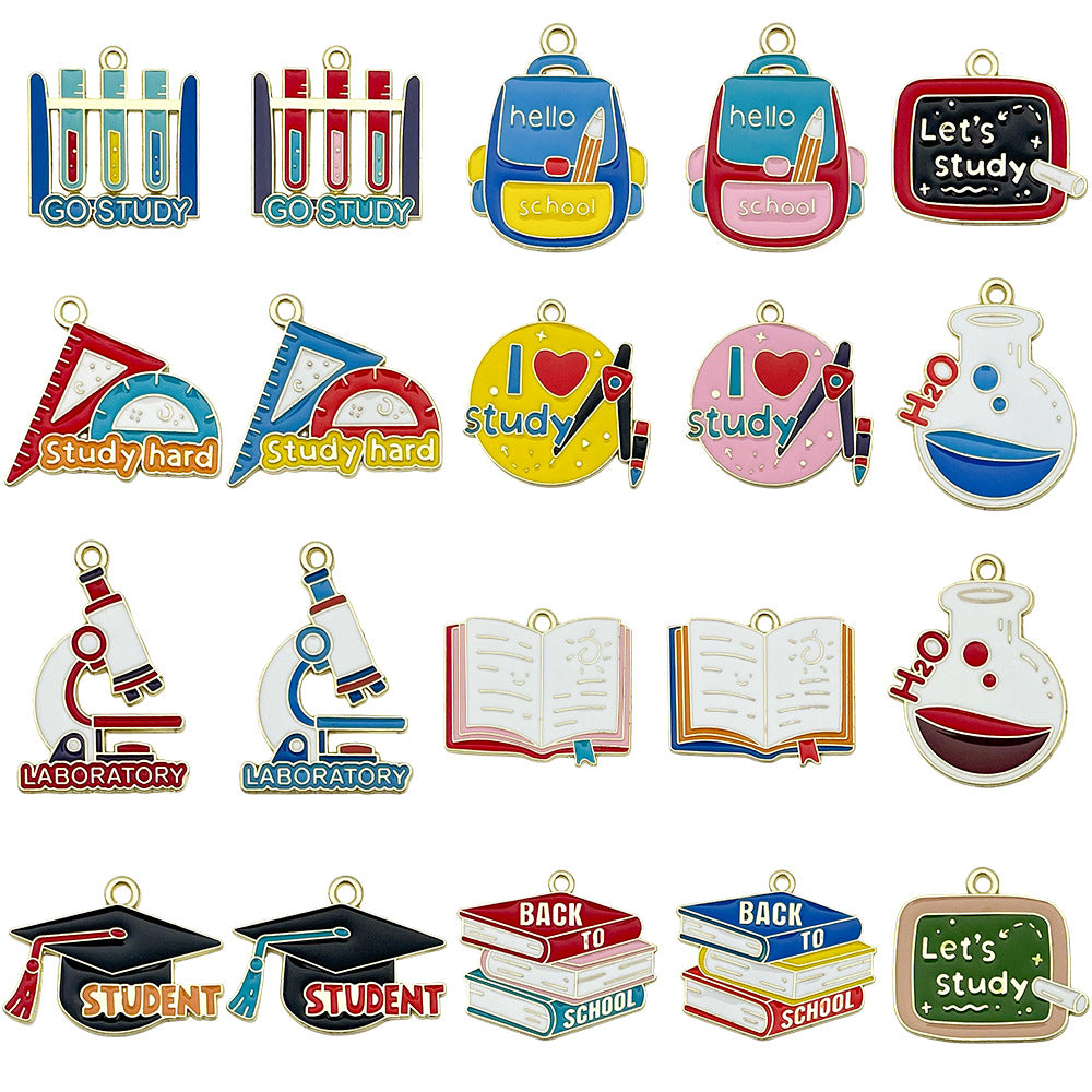 20 PCS Alloy Pendant Book Charms In Blue With Electroplated Finish, Cartoon Style Jewelry Accessories