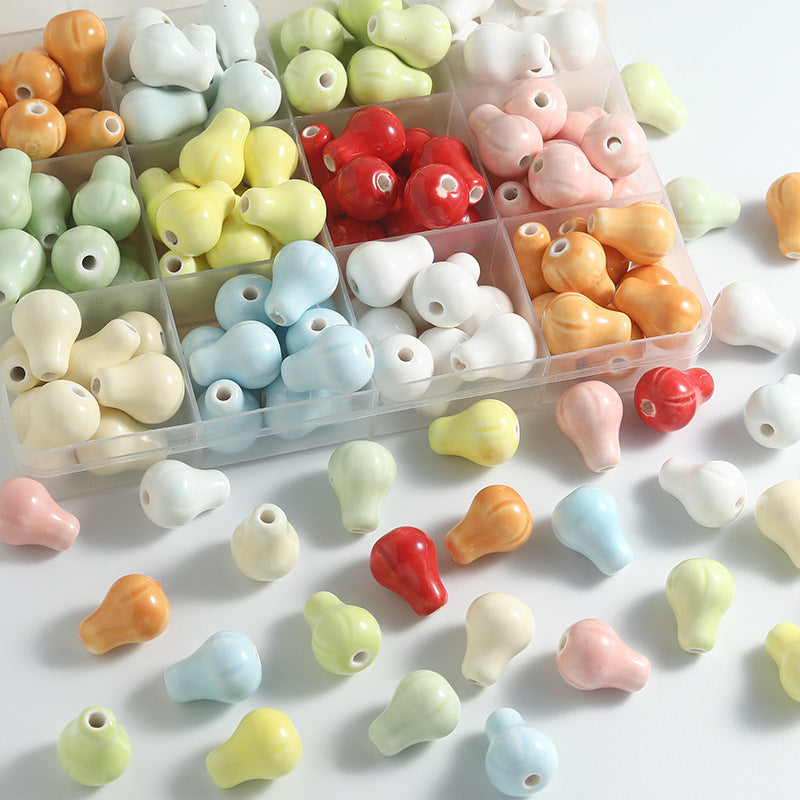 Handmade Ceramic Pear Beads In Multicolor, Simple Style Jewelry Accessories