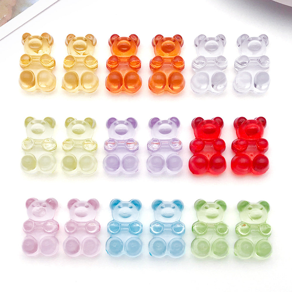 Little Bear Acrylic Pendant With Hole Size 1~1.9mm, 20 PCS Package Featuring Epoxy Craft For Cute Jewelry Accessories