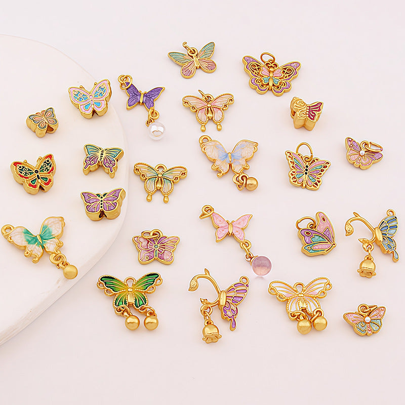 Butterfly Pendant 1 PCS Package In Alloy With Enamel Craft, Multicolor Design Featuring Chinoiserie Style Jewelry Accessories
