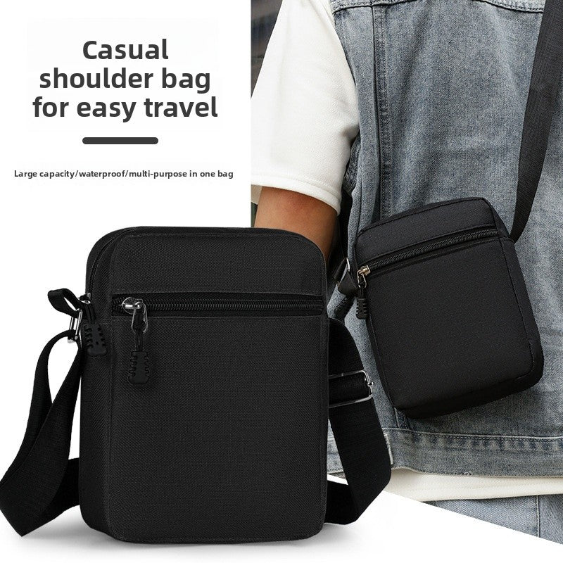 Men's Color Block Crossbody Bag In Oxford Cloth With Sewing Thread Detail, Featuring Sling Strap For Autumn