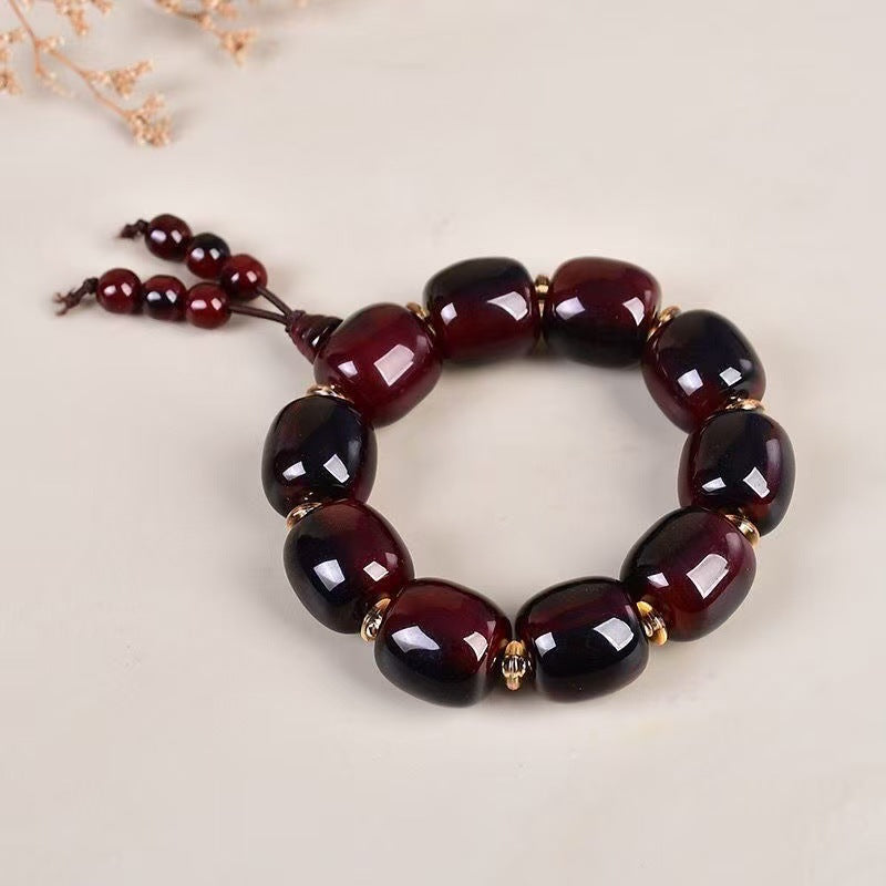 Ethnic Style Resin Rosary Horns With Polished Craftsmanship, Unisex Beaded Bracelet For Travel