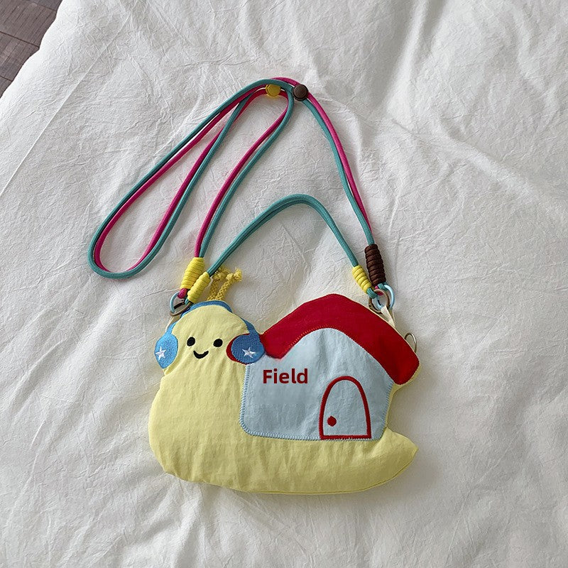 Cartoon Round Nylon Crossbody Bag With Floral Design, Single Shoulder Strap, Perfect For Summer
