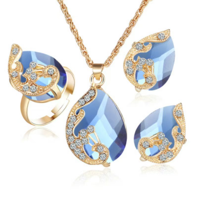 Peacock Jewelry Set For Women In New Style Featuring Electroplated Alloy With Crystal Inlay And Twisted Rope Chain