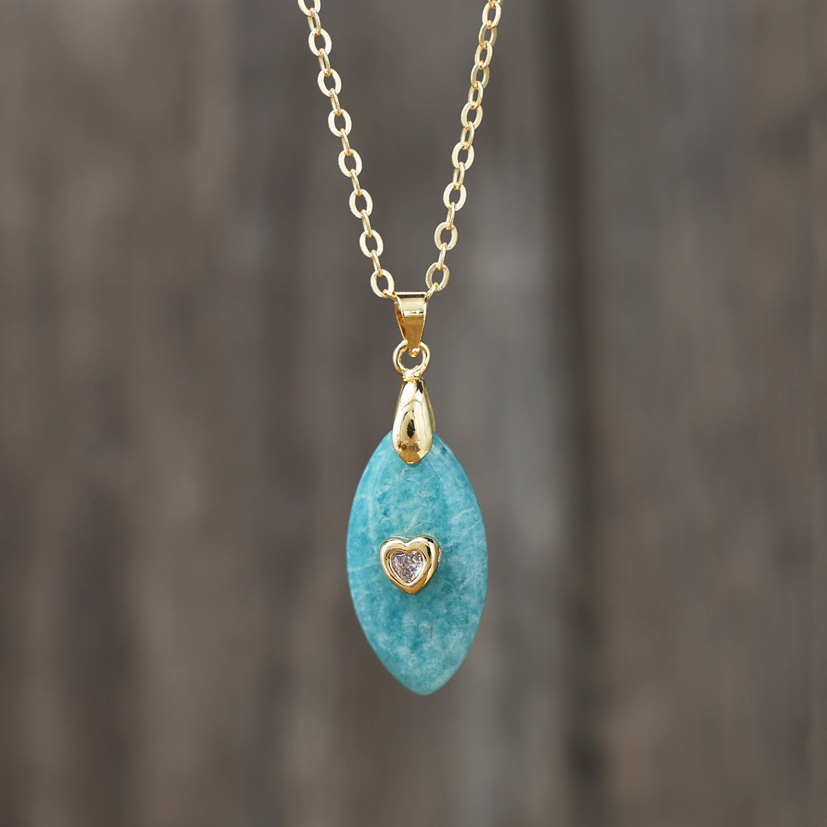 Original Design Heart Shape Pendant Necklace With Crystal And Zircon, Real Gold Plated For Daily Wear