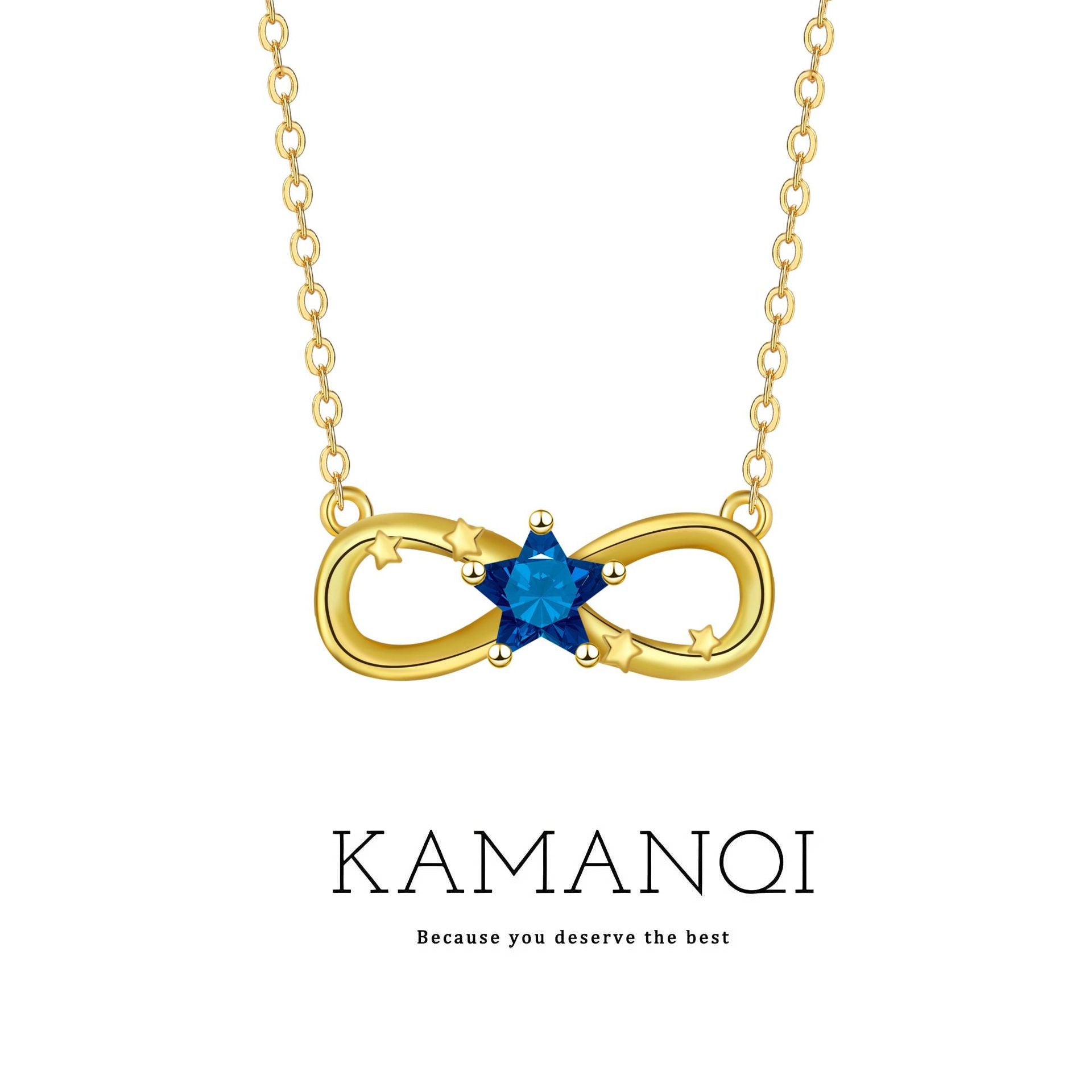 Infinity Necklace For Women In Real Gold Plated Copper With Rhinestones And Cable Chain