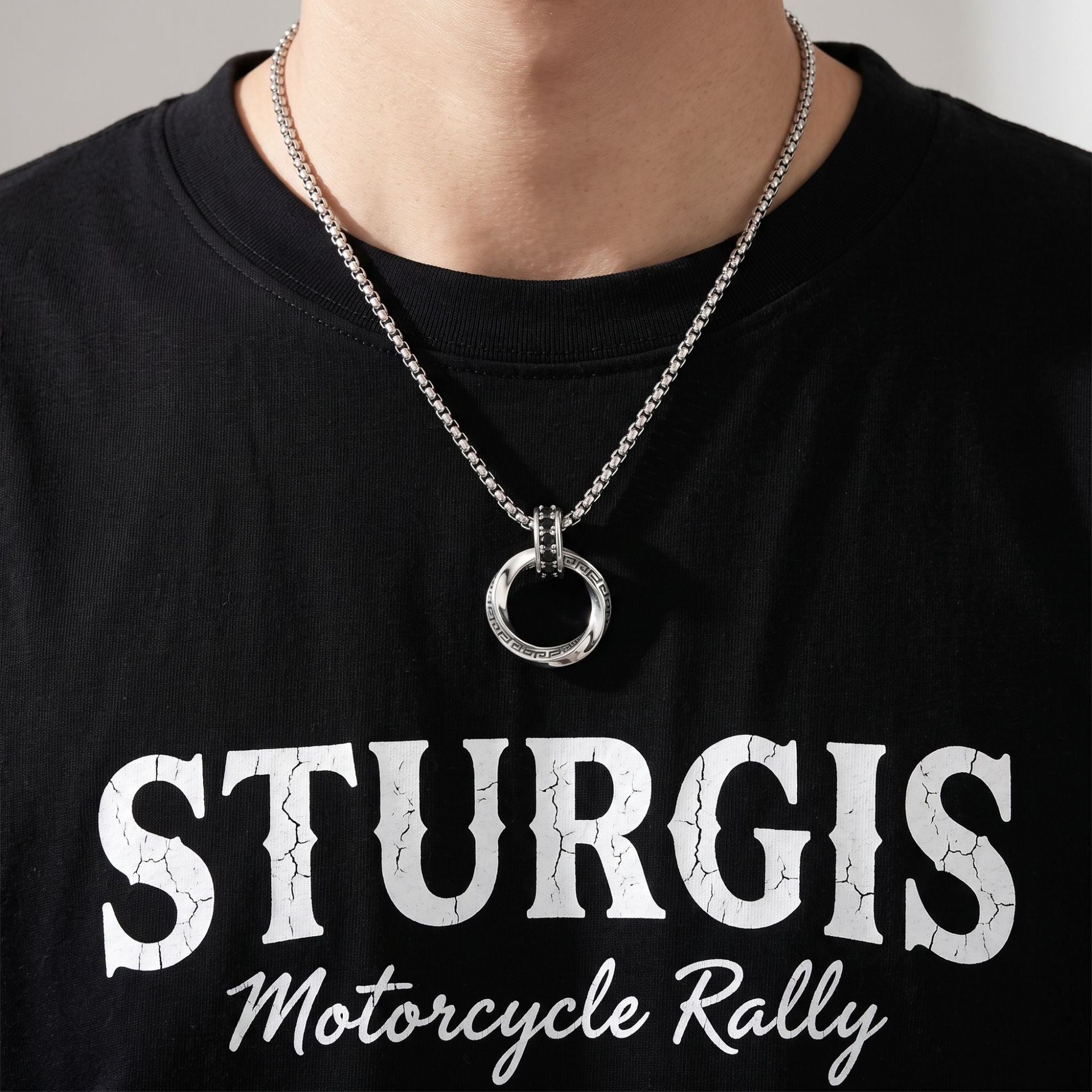 Infinity Hip-Hop Necklace For Unisex Featuring Alloy Pendant With Rhinestones And 304 Stainless Steel Box Chain