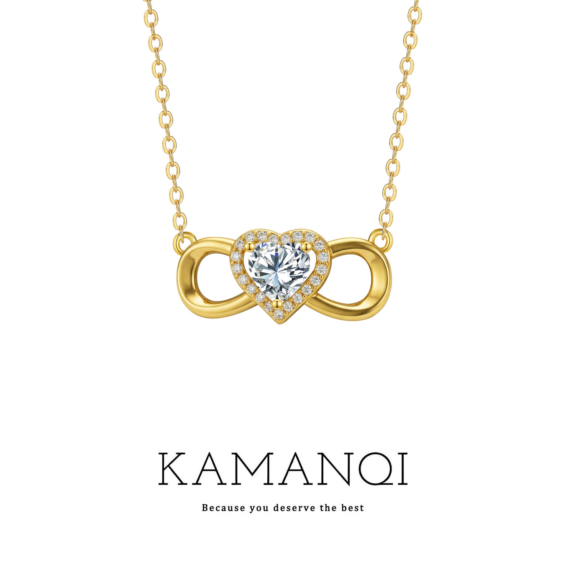 Heart Shape Pendant Necklace For Women In Real Gold Plated Copper With Cable Chain