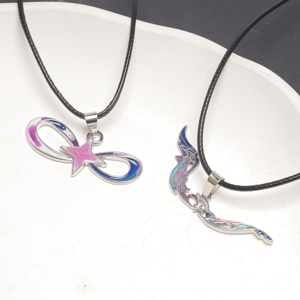 Cartoon Style Pendant Necklace For Women With Electroplated Zinc Alloy Pendant And Cord String Chain