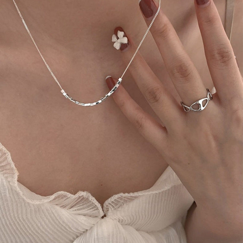 Infinity Necklace For Women In Silver Featuring Copper Cable Chain And Copper Pendant