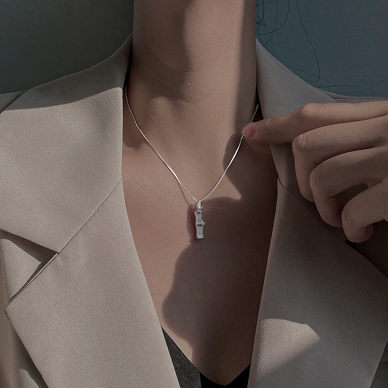 Exaggerated Silver Gem Necklace For Women Featuring Copper Pendant Material With Zirconia Inlay