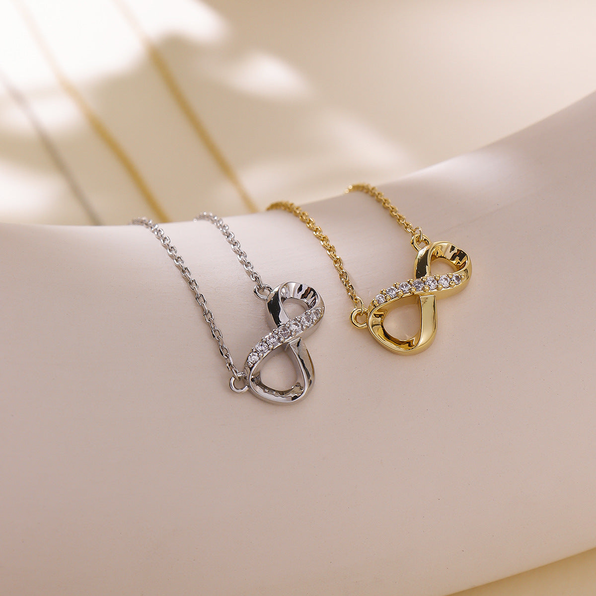 Infinity Necklace For Women In Simple Style Featuring Copper Pendant With Golden Electroplated Finish