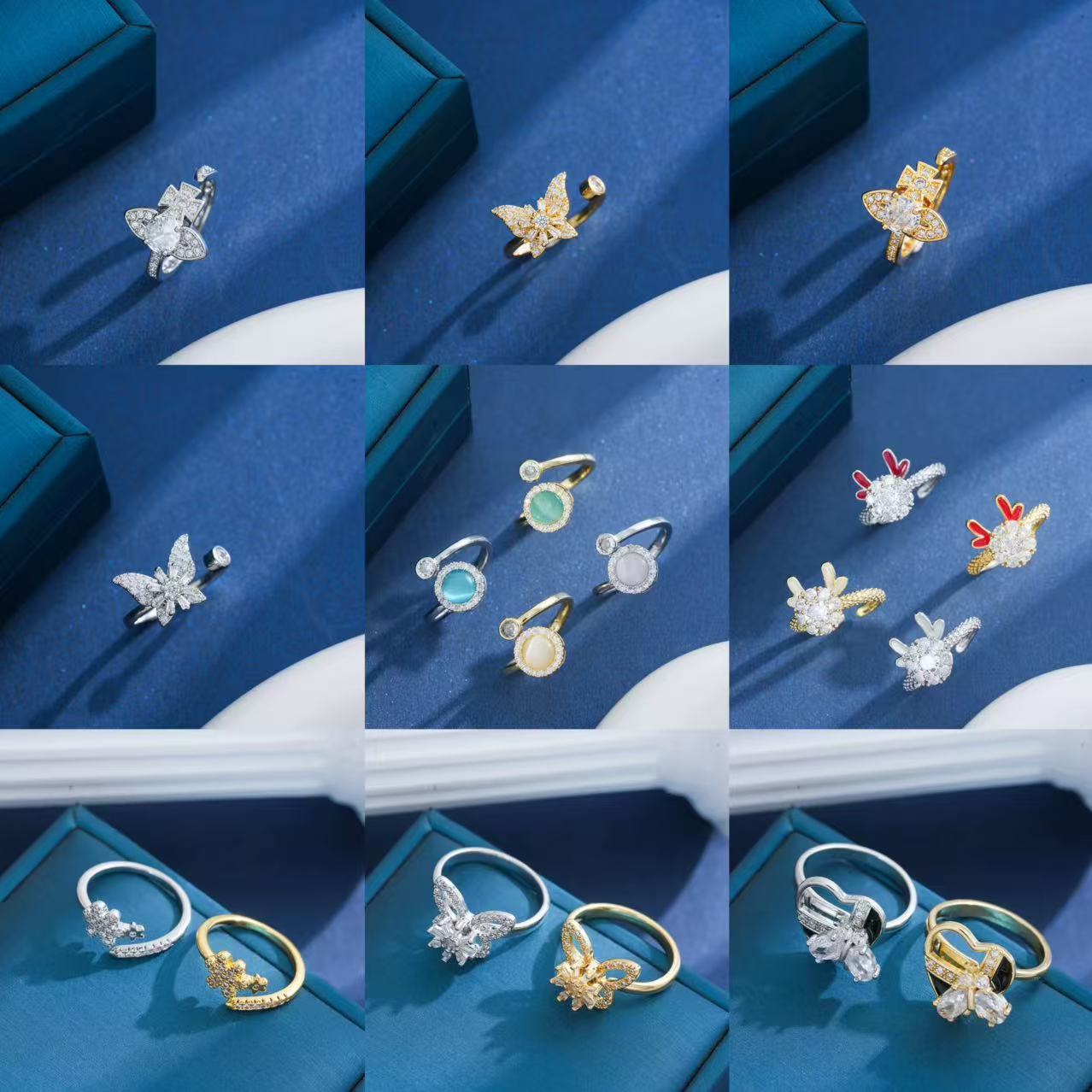 Sweet Style Flowers Rotatable Fidget Ring For Women In Titanium Steel With 18K Real Gold PVD Coating