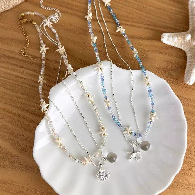 Electroplated Alloy Shell Beaded Necklace For Women, Perfect For Daily Wear