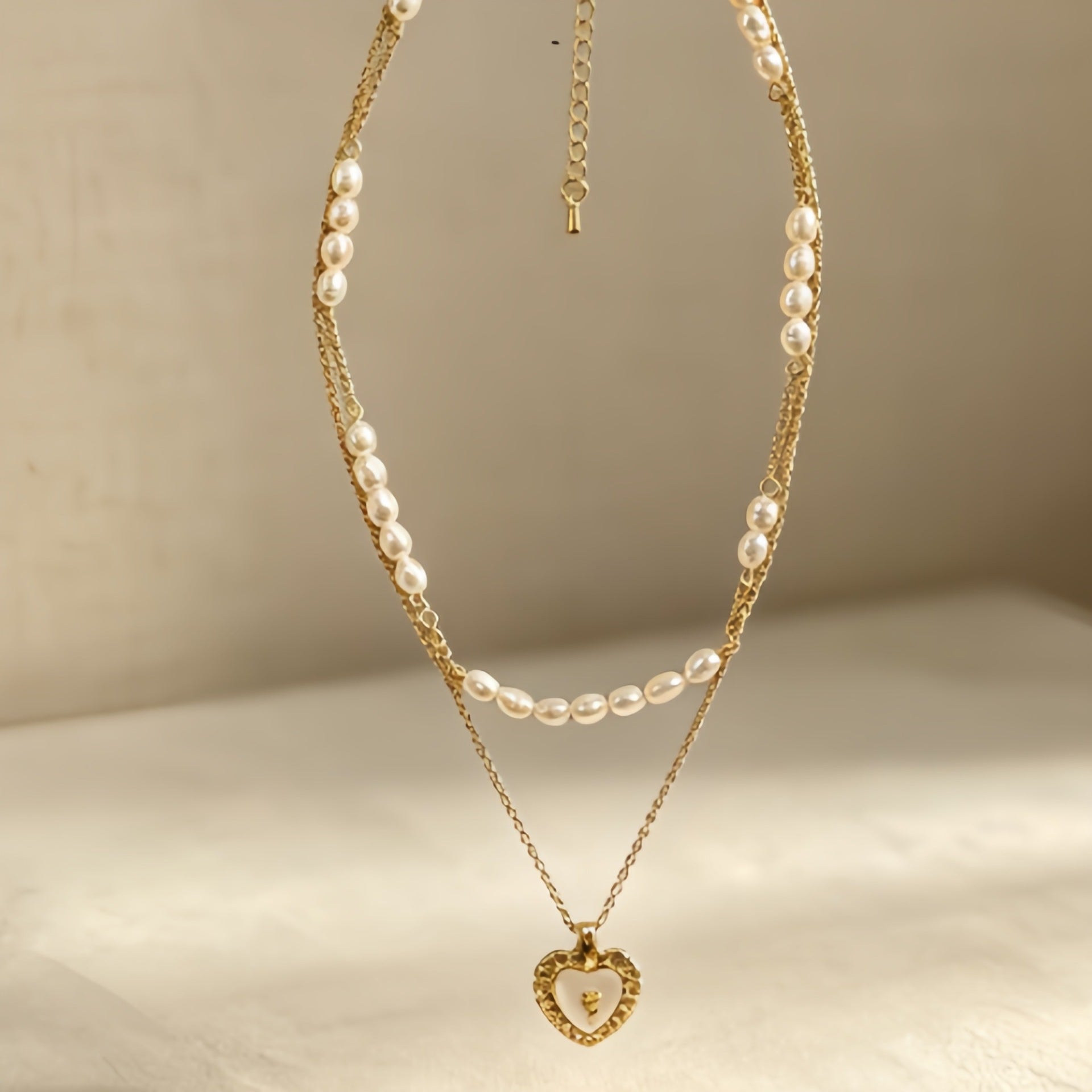 Sweet Double Layer Rose Necklace For Women With Freshwater Pearl, Perfect For Daily Wear