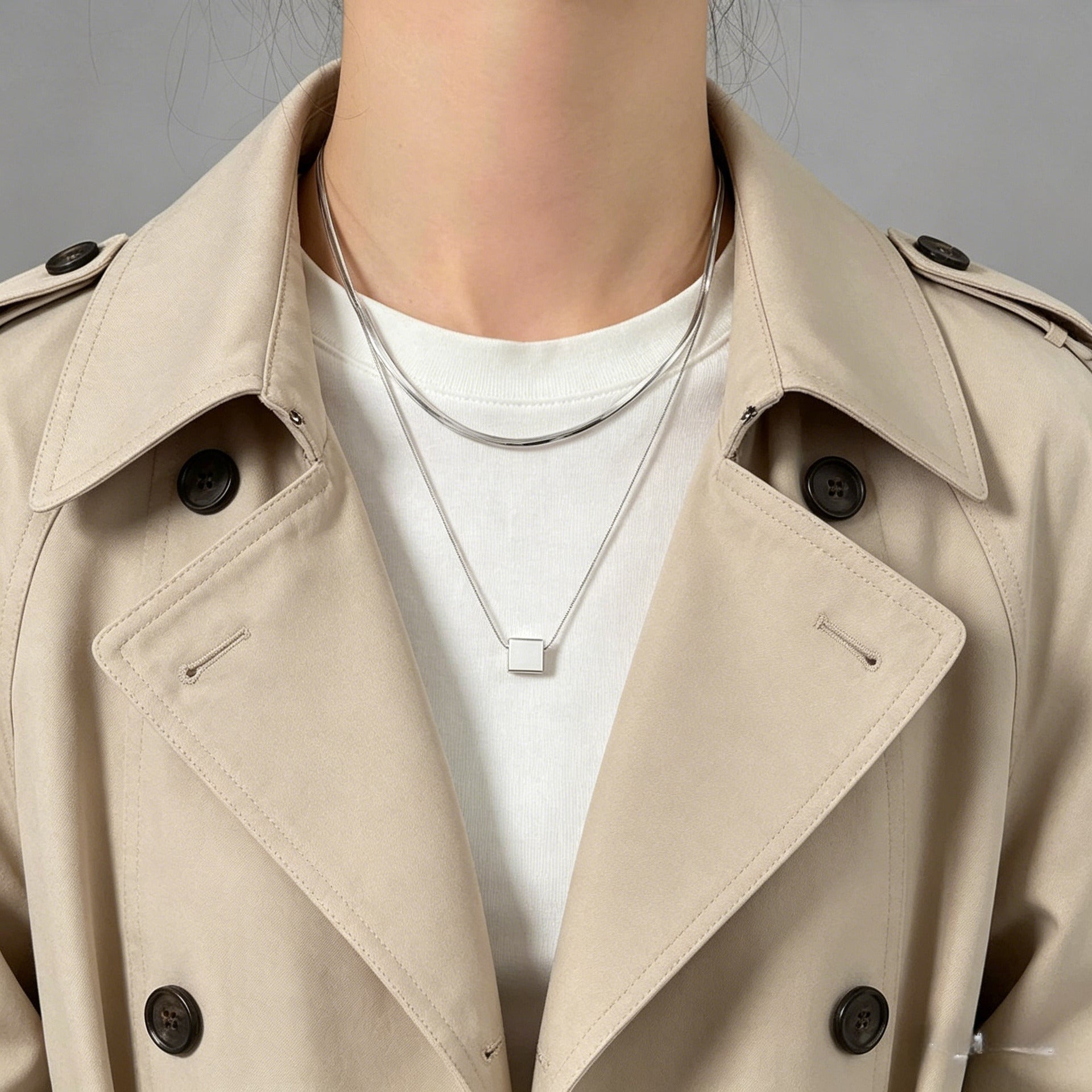 New Style Double Layer Shell Necklaces For Women With Waterproof Non Tarnish Titanium Steel Chain And Pendant