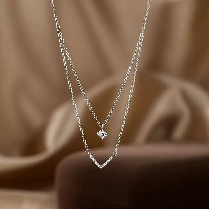 New Style Gold Letter Necklace For Women With Zircon Inlay On Copper Cable Chain