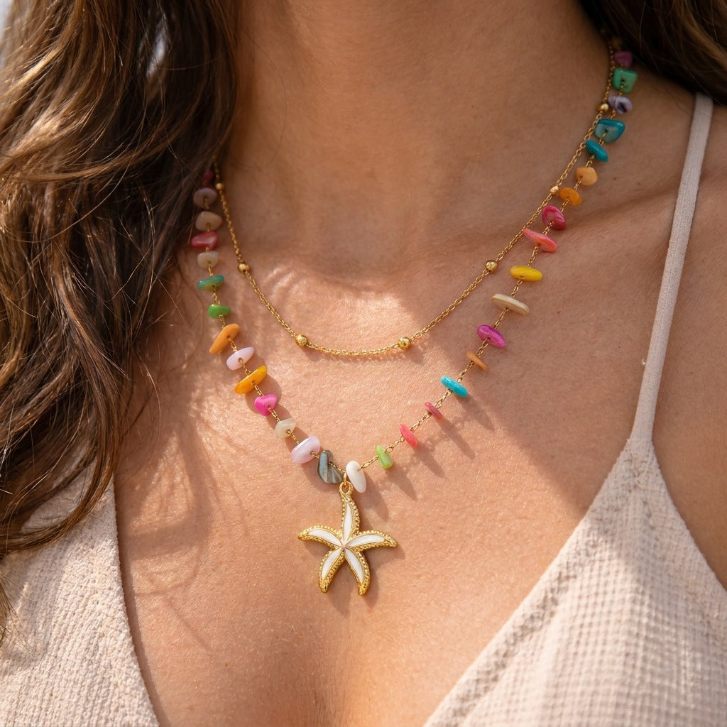 Marine Style Shell Pendant Necklace For Women Featuring Electroplated Craftsmanship With Shell Pendant Material