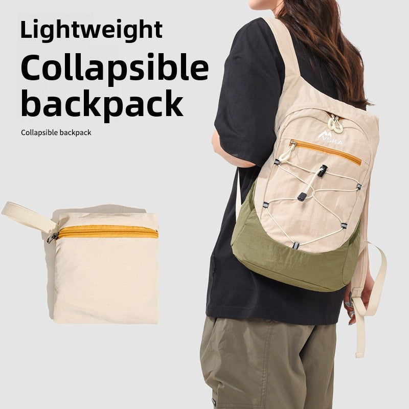 Color Block Lightweight Hiking Backpack In Nylon For Unisex Use, Ideal For Summer Outdoor Activities