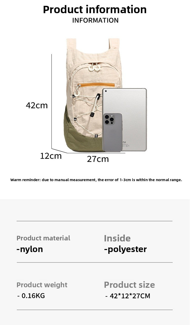 Color Block Hiking Backpack In Breathable Nylon Material, Unisex Design, Suitable For Spring Hiking And Trekking
