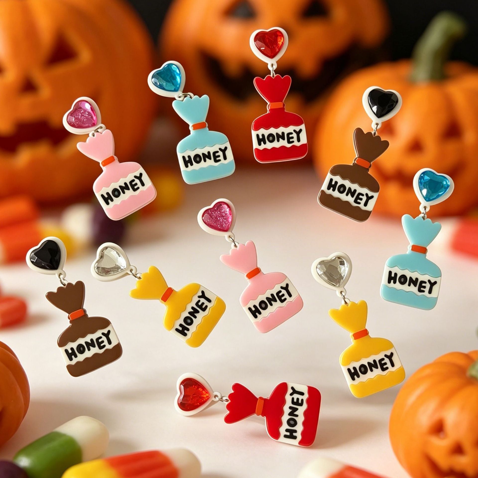 Handmade Sweet Yellow Acrylic Candy Earrings With Iron Ear Pins For Women