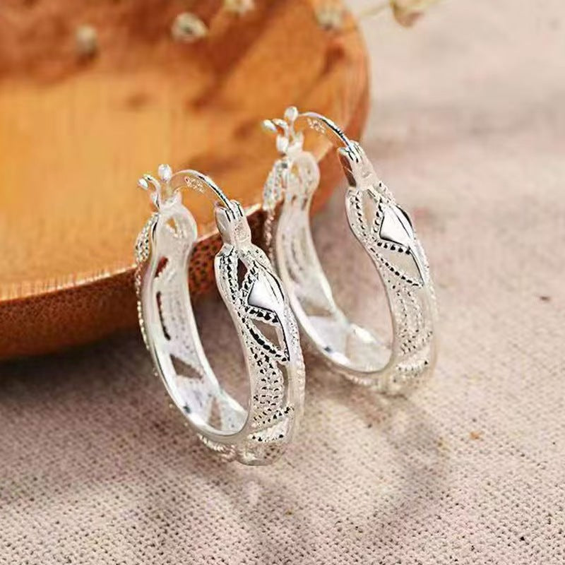 Geometric Silver Earrings For Women Featuring Copper Ear Pins With Exaggerated Style