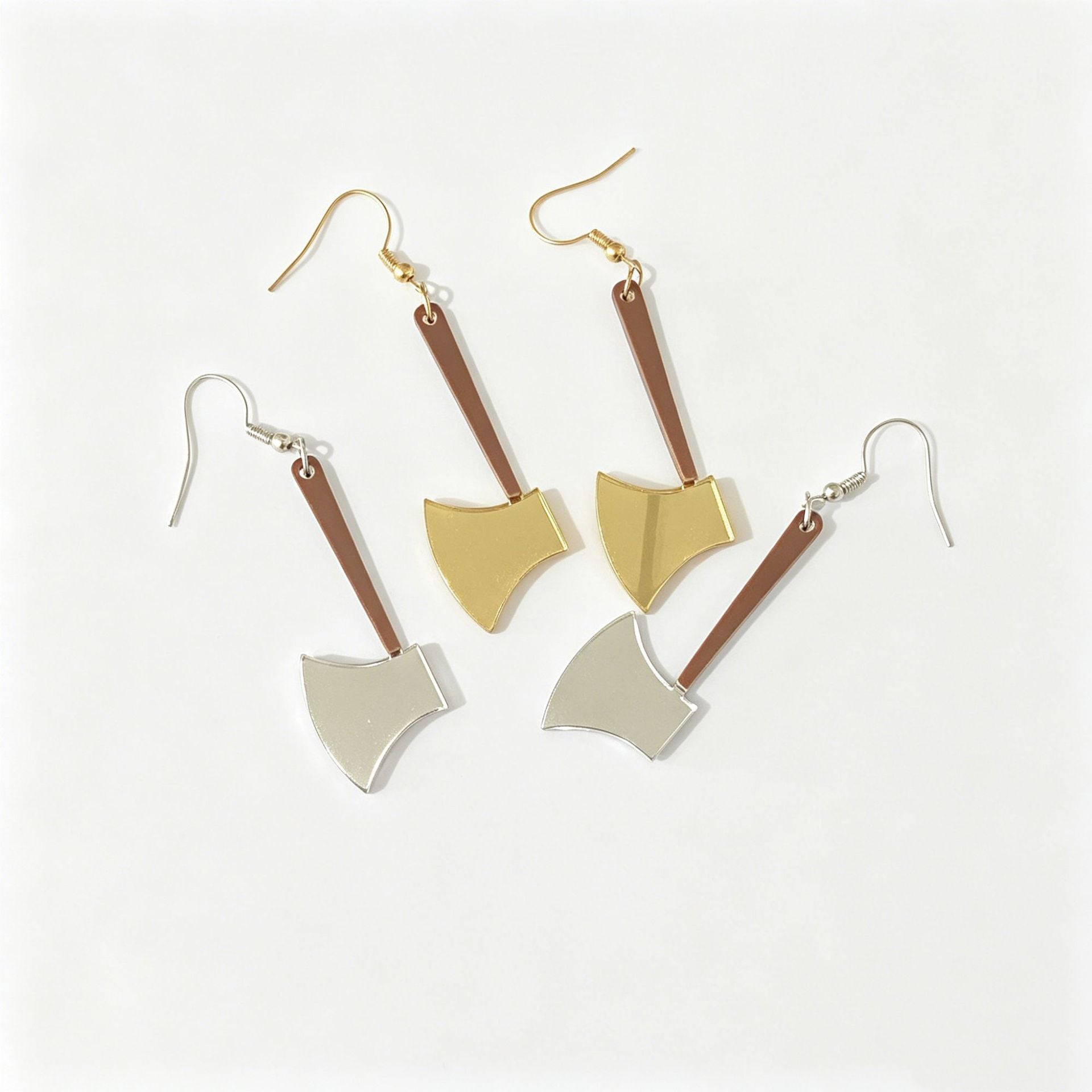 Handmade Gold Acrylic Axe Earrings For Women With Iron Ear Pins