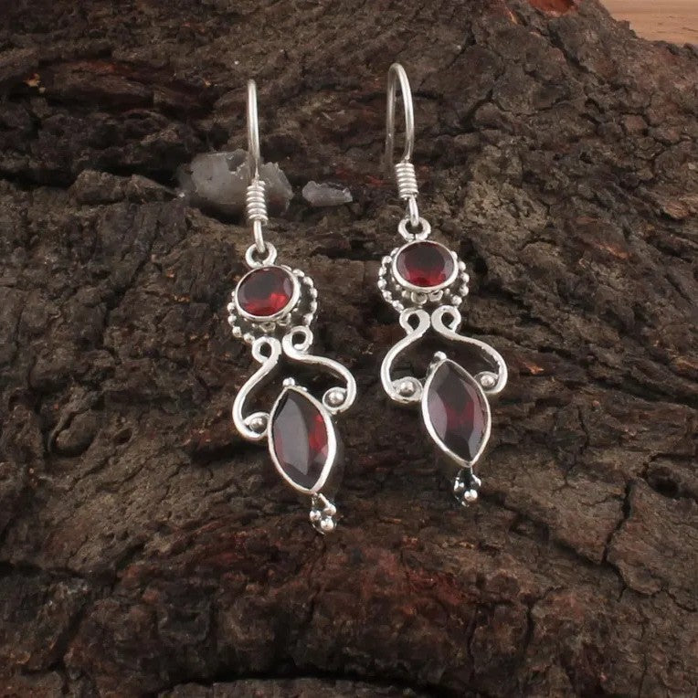 Curve Earrings For Women In Silver Alloy Featuring Moonstone With Iron Ear Pins