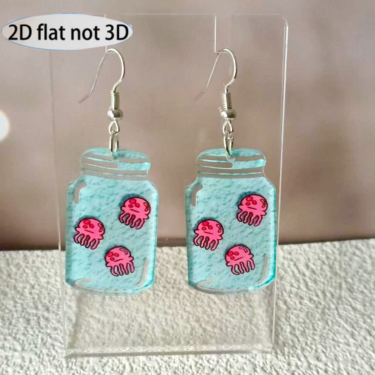 Cute Blue Acrylic Bottle Earrings For Women With Zinc Alloy Ear Pins
