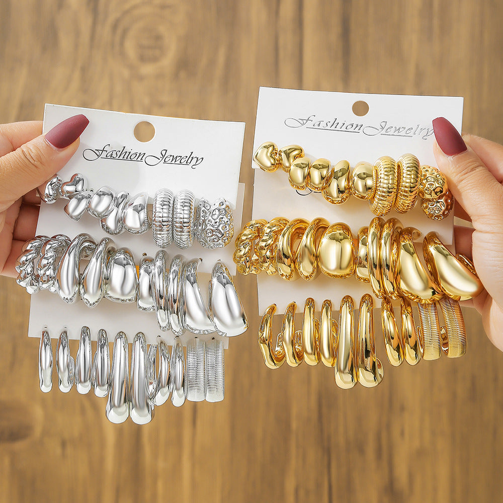 Exaggerated Asymmetrical Geometric Earrings In Electroplated CCB With 304 Stainless Steel Posts, Unisex Design