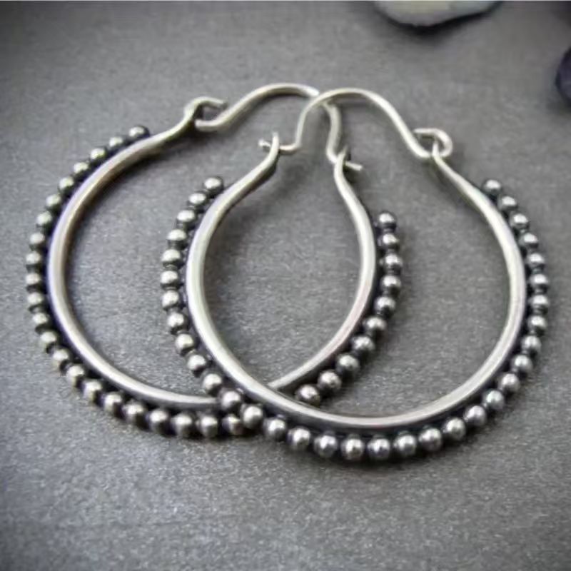 Geometric Hoop Earrings For Women In Silver Plated Alloy Featuring Zinc Alloy Ear Pins