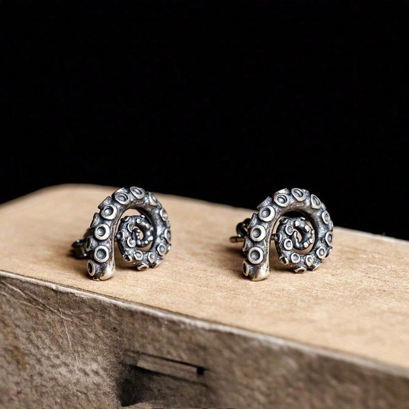Octopus Earrings For Men Featuring Retro Style With 304 Stainless Steel Alloy Ear Pins