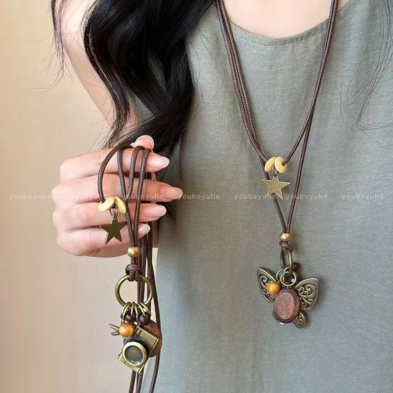 Handmade Bohemian Butterfly Necklace For Women With Bronze Zinc Alloy Pendant