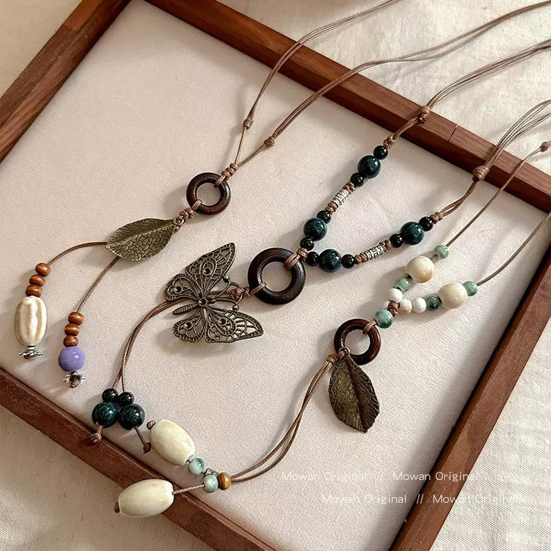 Bohemian Double Layer Feather Necklace For Women With Alloy Pendant, Perfect For Casual Wear
