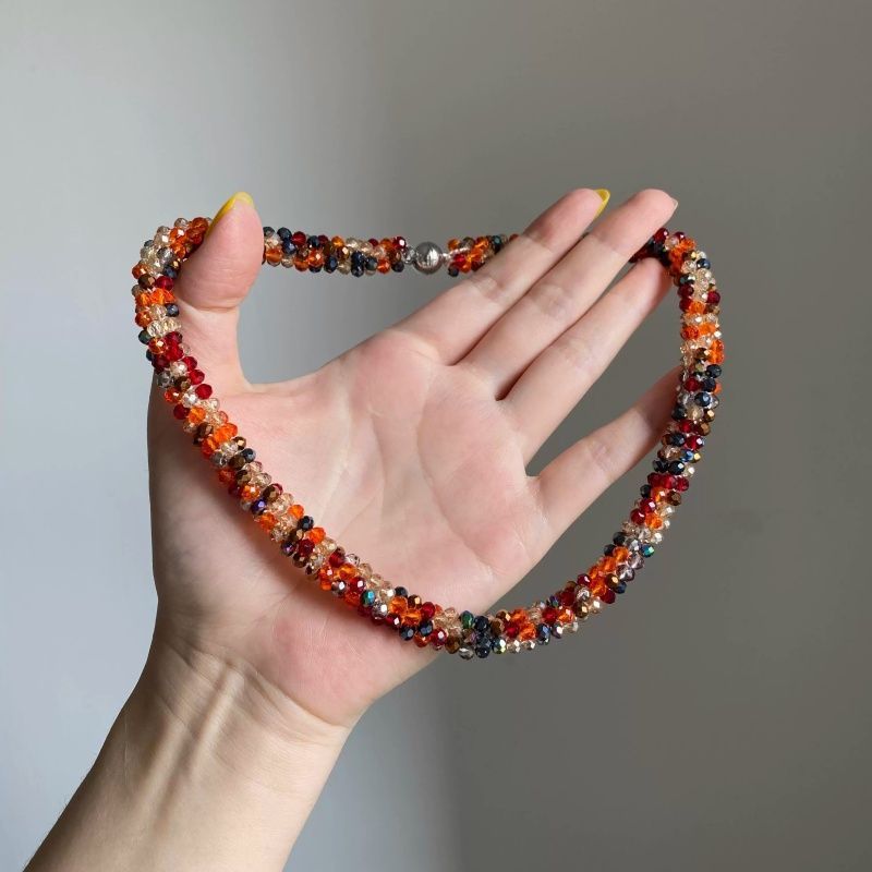 Bohemian Flowers Braid Choker For Women With Alloy Pendant And Seed Bead Beaded Chain In Colour