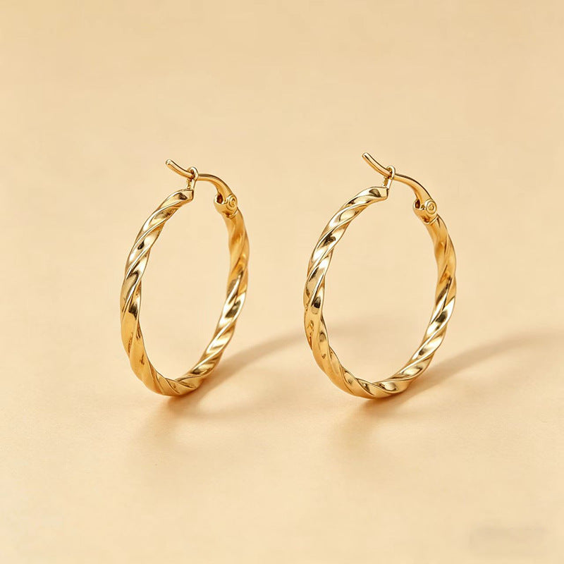 Exaggerated Circle Large Earrings For Unisex In Steel Color Featuring 304 Stainless Steel Ear Pins