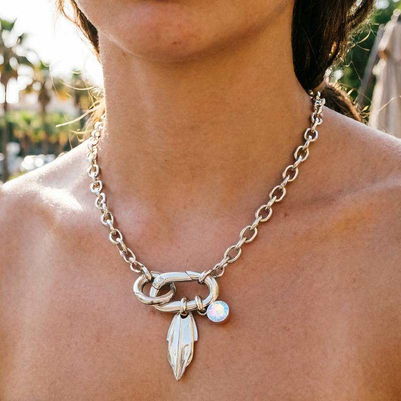 Bohemian Leaves Necklace For Women In Electroplated 304 Stainless Steel With Zircon Inlay