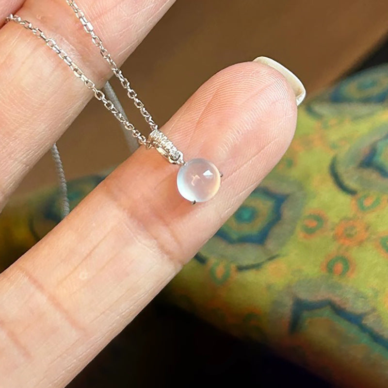 Geometric Silver Pendant Necklace For Women In 304 Stainless Steel With Electroplated Copper Pendant And Zircon Inlay
