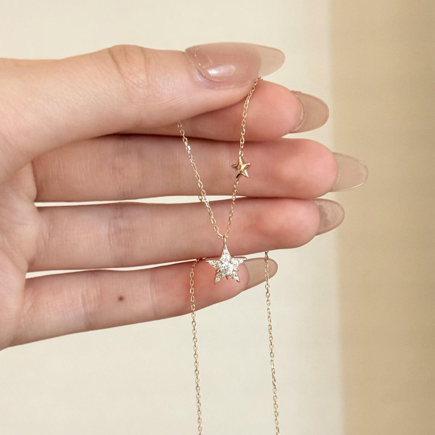 Gold Electroplated Pentagon Pendant Necklace For Women With Copper Pendant And Zircon Inlay In 304 Stainless Steel