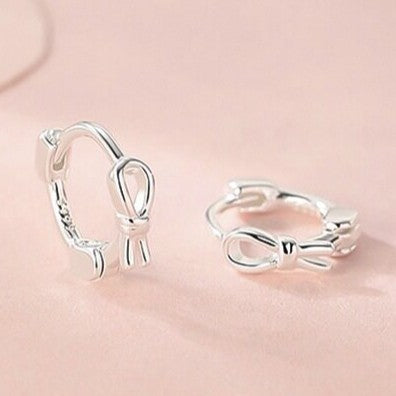 Bow Tie Earrings For Women In Simple Style, Copper Ear Pins With Silver Plated Electroplated Finish